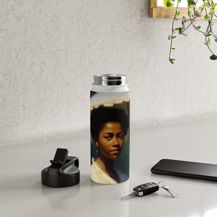 African American Woman with a Parasol still life Impressionism portrait painting Water Bottle Gallery Image 4