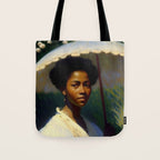 African American Woman with a Parasol still life Impressionism portrait painting Tote Bag Gallery Image 1