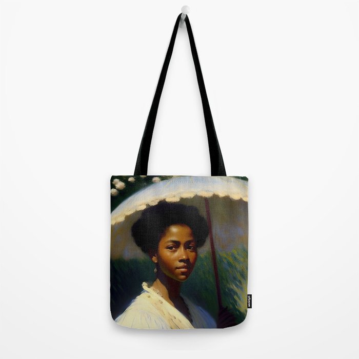 African American Woman with a Parasol still life Impressionism portrait painting Tote Bag Gallery Image 2