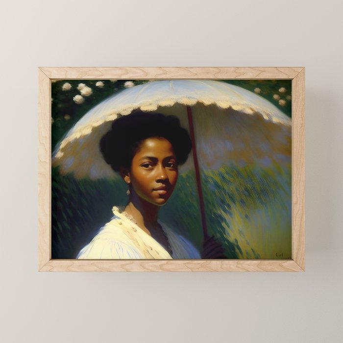 African American Woman with a Parasol still life Impressionism portrait painting Mini Art Print Gallery Image 1