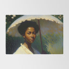 African American Woman with a Parasol still life Impressionism portrait painting Rug Gallery Image 2