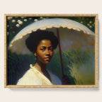 African American Woman with a Parasol still life Impressionism portrait painting Serving Tray Gallery Image 1