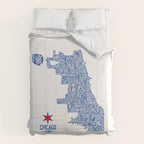 Chicago Neighborhood Map in Blue Comforter Gallery Image 6