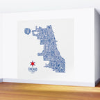 Chicago Neighborhood Map in Blue Wall Mural Gallery Image 2