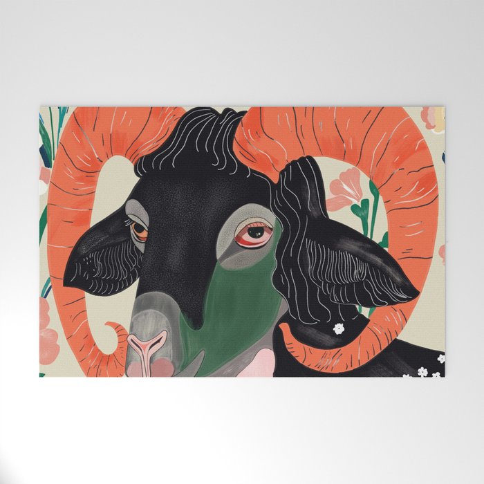 Floral Ram Welcome Mat Gallery Image 1