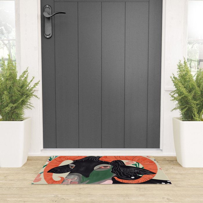 Floral Ram Welcome Mat Gallery Image 3