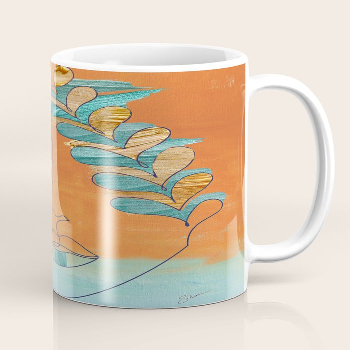 Monoline Woman Gilded Flowers Coffee Mug Gallery Image 1