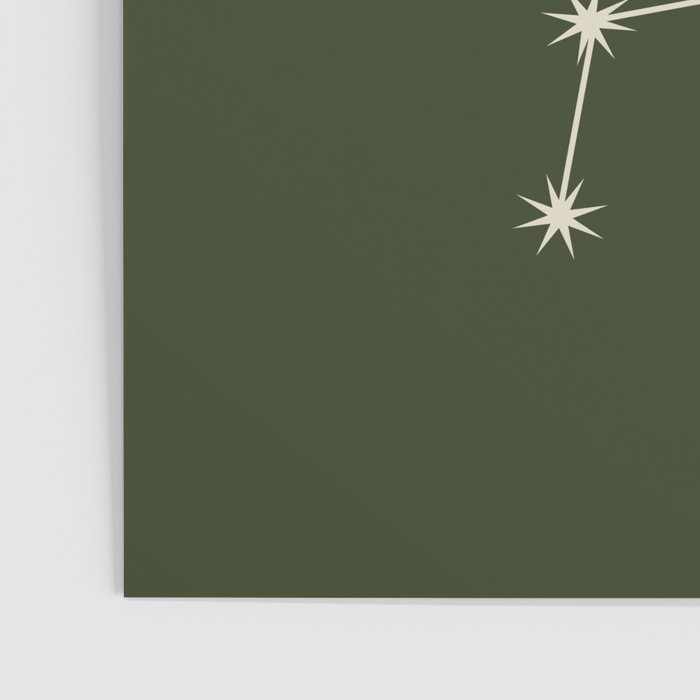 Libra Zodiac Star Constellation Line Art Moss Green Poster Gallery Image 3