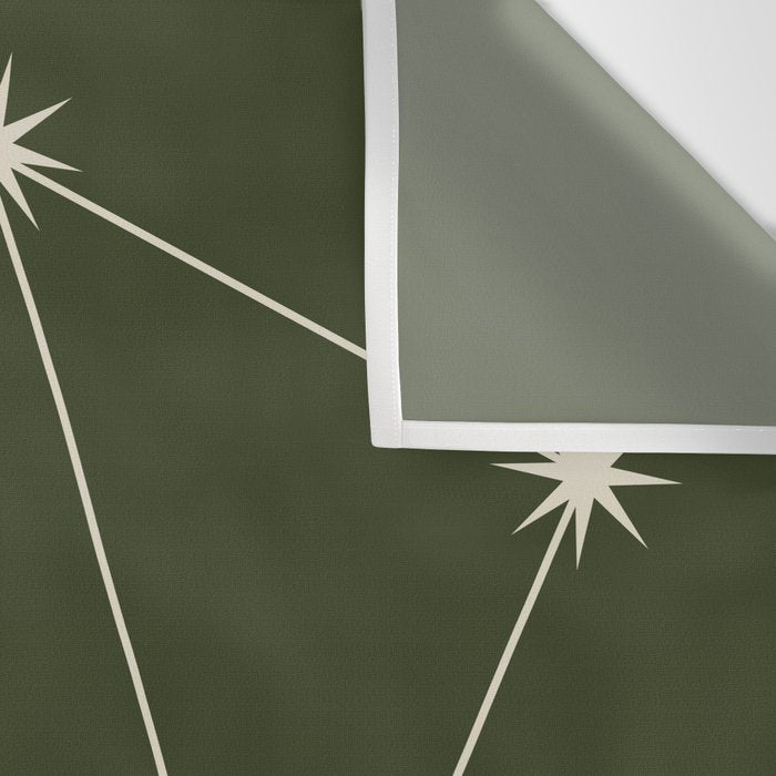 Libra Zodiac Star Constellation Line Art Moss Green Wall Tapestry Gallery Image 3