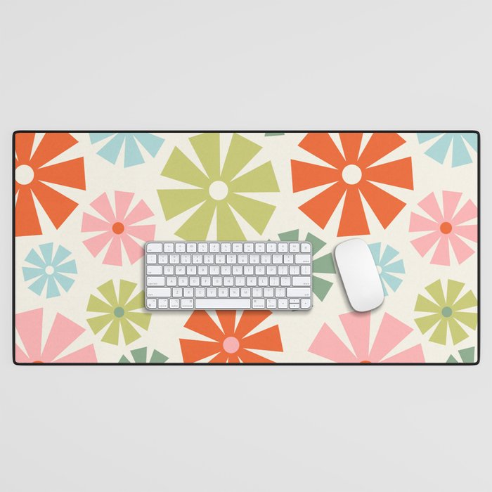 Retro Pinwheel Snowflakes - Holiday Colors Desk Mat Gallery Image 1