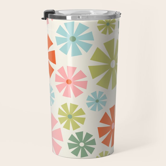 Retro Pinwheel Snowflakes - Holiday Colors Travel Mug Gallery Image 3