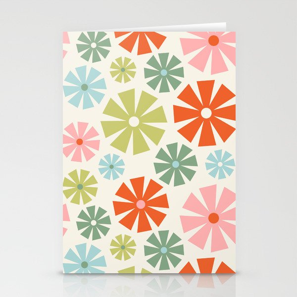 Retro Pinwheel Snowflakes - Holiday Colors Stationery Card Gallery Image 2