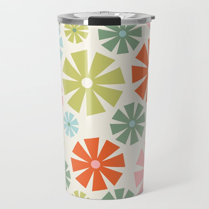 Retro Pinwheel Snowflakes - Holiday Colors Travel Mug Gallery Image 1