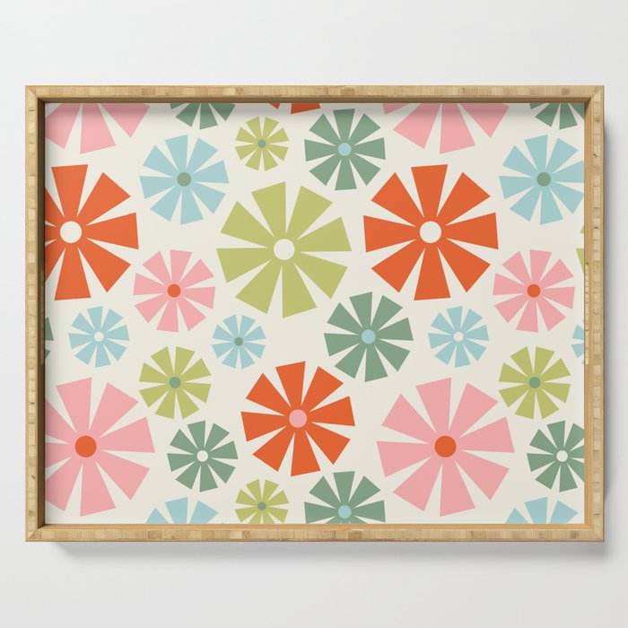 Retro Pinwheel Snowflakes - Holiday Colors Serving Tray Gallery Image 1