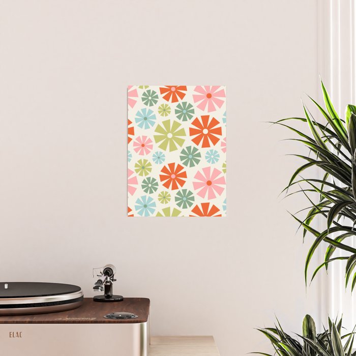 Retro Pinwheel Snowflakes - Holiday Colors Poster Gallery Image 2