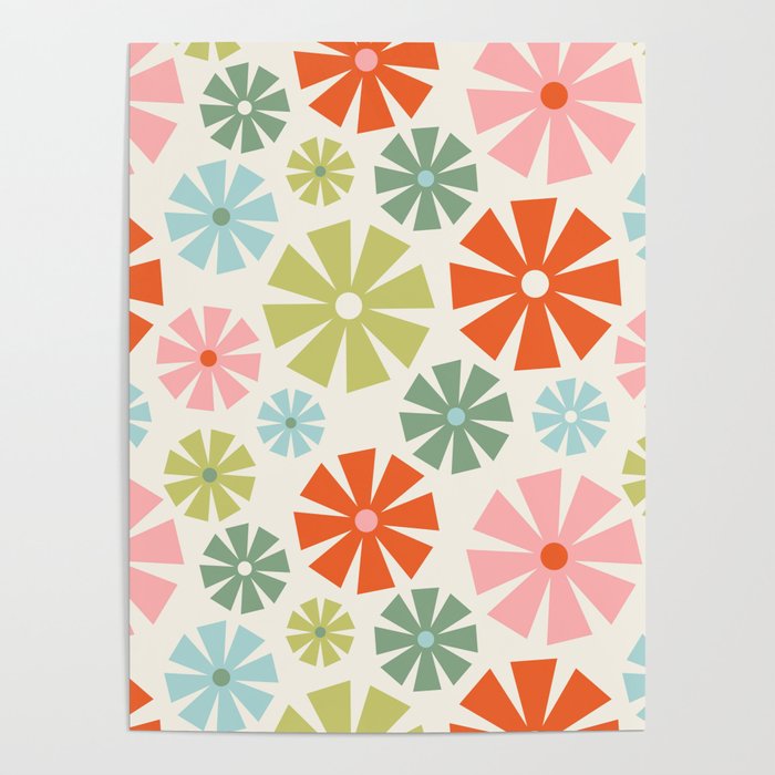 Retro Pinwheel Snowflakes - Holiday Colors Poster Gallery Image 4