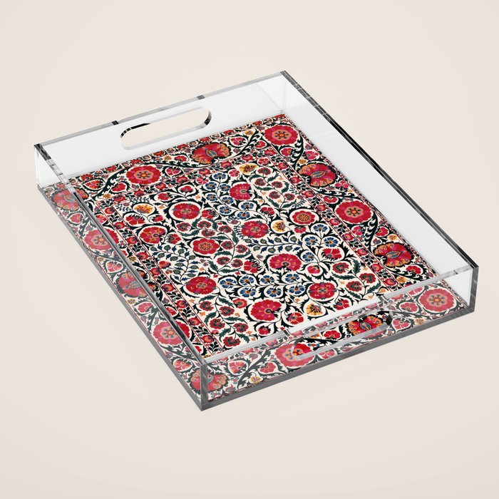Shakhrisyabz Suzani Southwest Uzbekistan Rug Print Acrylic Tray Gallery Image 1