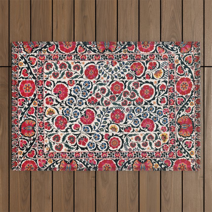 Shakhrisyabz Suzani Southwest Uzbekistan Rug Print Outdoor Rug Gallery Image 1