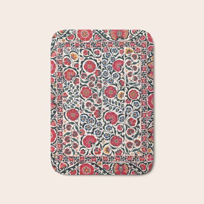 Shakhrisyabz Suzani Southwest Uzbekistan Rug Print Bath Mat Gallery Image 1