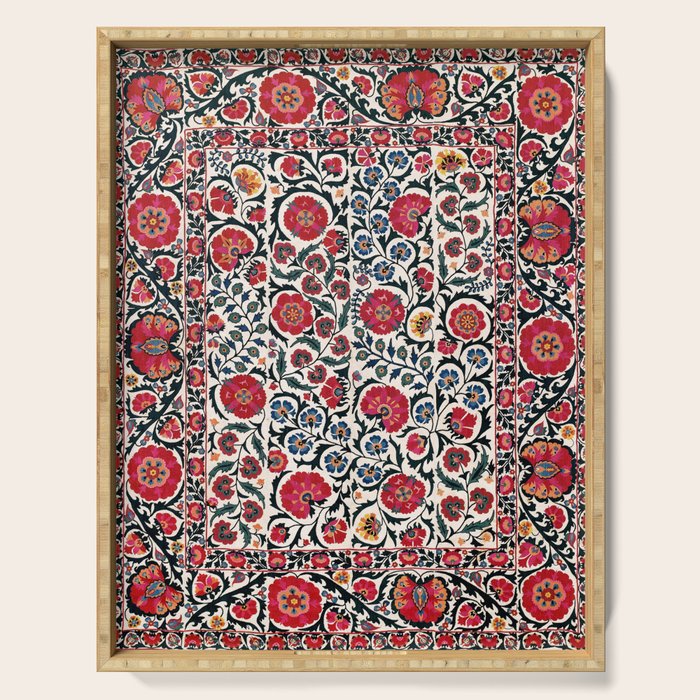 Shakhrisyabz Suzani Southwest Uzbekistan Rug Print Serving Tray Gallery Image 1