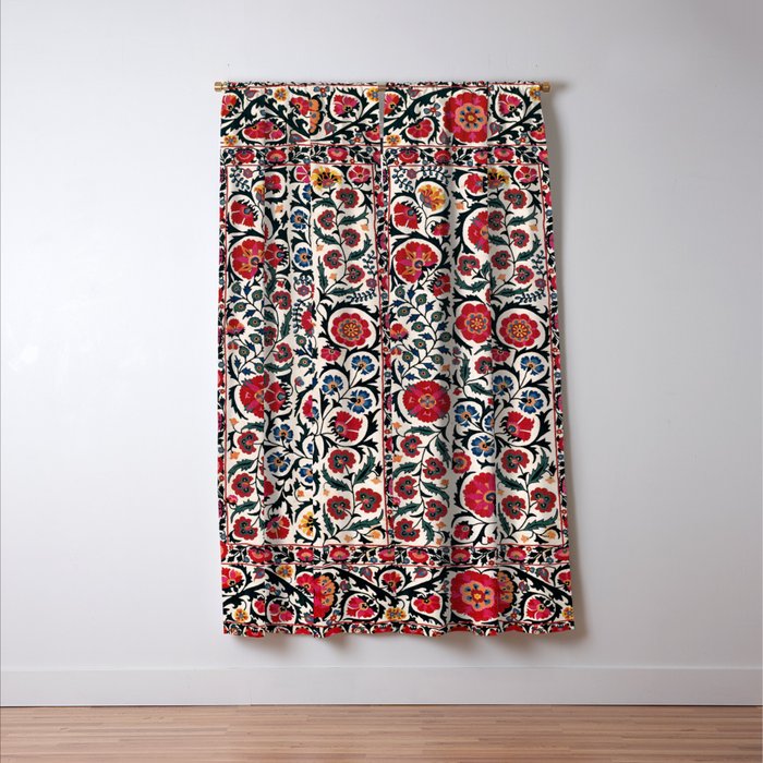 Shakhrisyabz Suzani Southwest Uzbekistan Rug Print Window Curtain Gallery Image 3