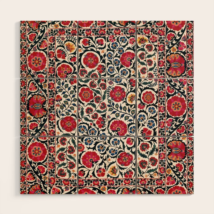 Shakhrisyabz Suzani Southwest Uzbekistan Rug Print Wood Wall Art Gallery Image 1
