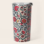 Shakhrisyabz Suzani Southwest Uzbekistan Rug Print Travel Mug Gallery Image 2