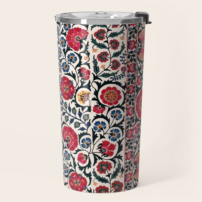 Shakhrisyabz Suzani Southwest Uzbekistan Rug Print Travel Mug Gallery Image 2