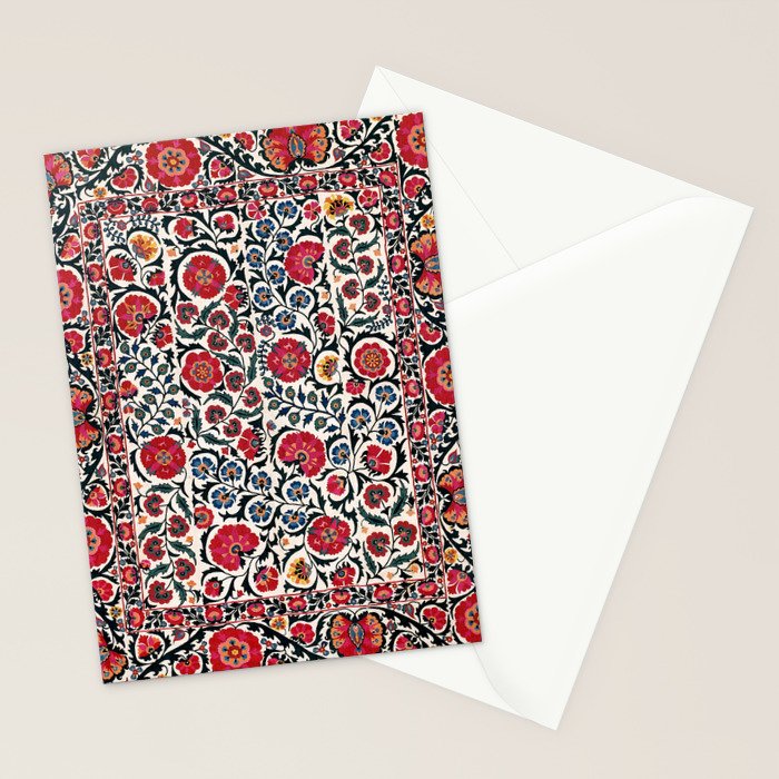 Shakhrisyabz Suzani Southwest Uzbekistan Rug Print Stationery Card Gallery Image 2