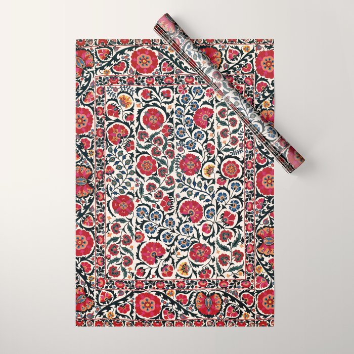 Shakhrisyabz Suzani Southwest Uzbekistan Rug Print Wrapping Paper Gallery Image 1