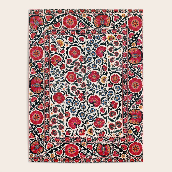 Shakhrisyabz Suzani Southwest Uzbekistan Rug Print Poster Gallery Image 1