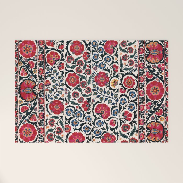 Shakhrisyabz Suzani Southwest Uzbekistan Rug Print Welcome Mat Gallery Image 1
