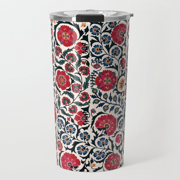 Shakhrisyabz Suzani Southwest Uzbekistan Rug Print Travel Mug Gallery Image 1