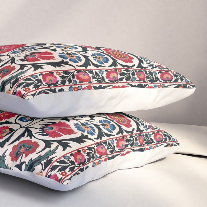 Shakhrisyabz Suzani Southwest Uzbekistan Rug Print Pillow Sham Gallery Image 3