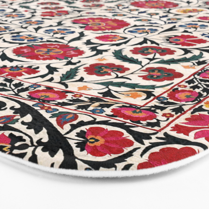 Shakhrisyabz Suzani Southwest Uzbekistan Rug Print Bath Mat Gallery Image 3