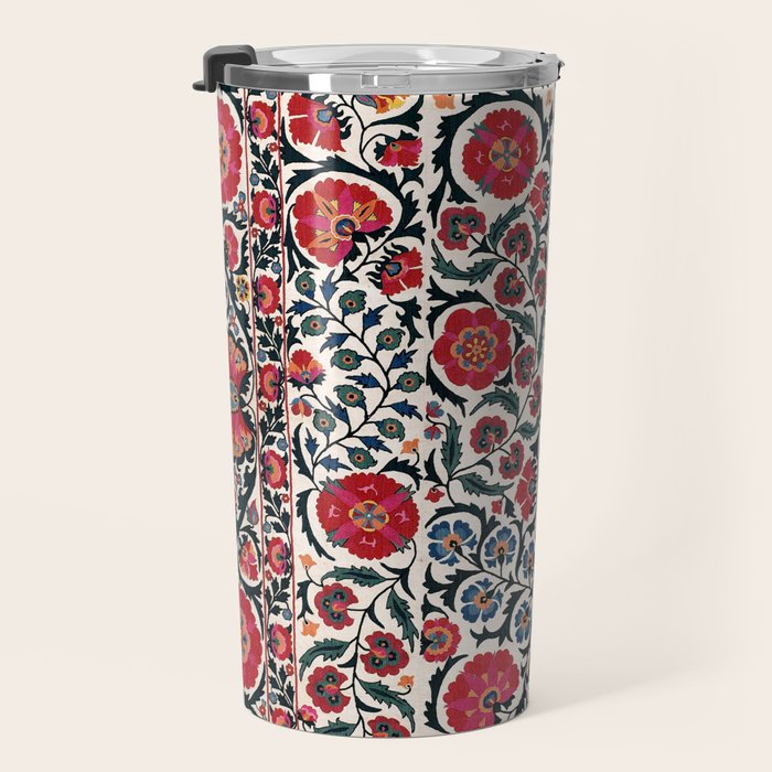 Shakhrisyabz Suzani Southwest Uzbekistan Rug Print Travel Mug Gallery Image 3