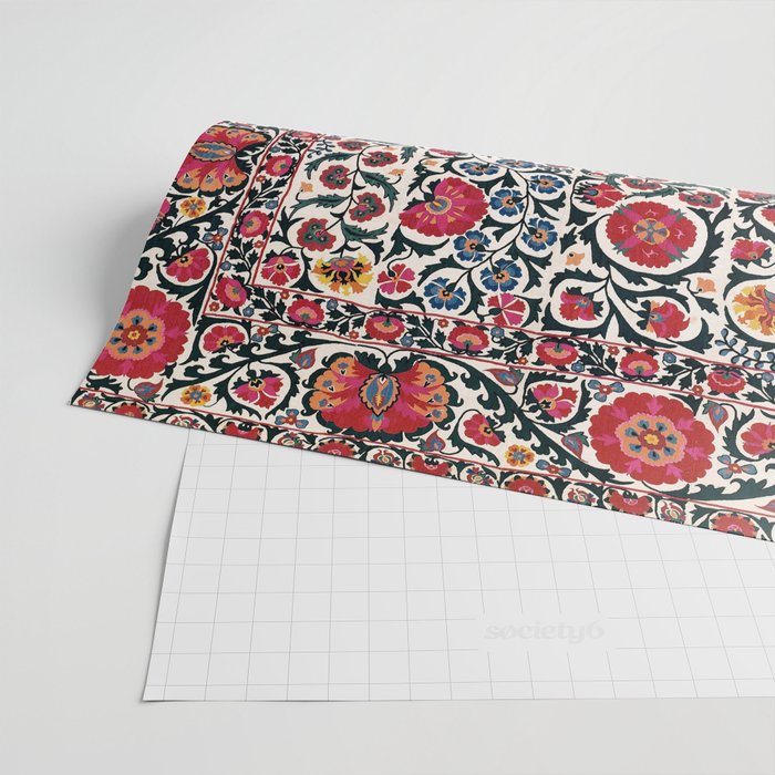 Shakhrisyabz Suzani Southwest Uzbekistan Rug Print Wrapping Paper Gallery Image 2