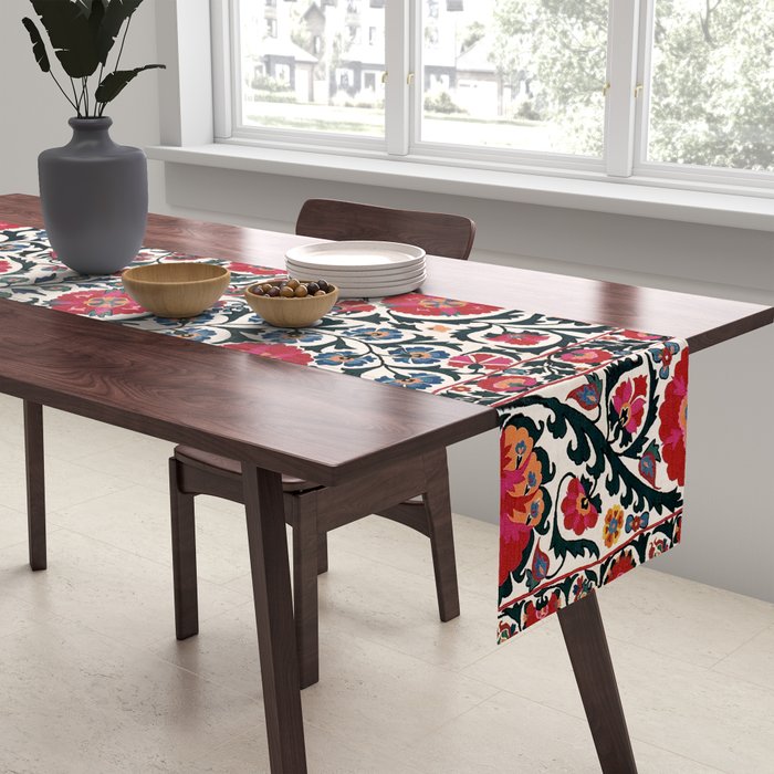 Shakhrisyabz Suzani Southwest Uzbekistan Rug Print Table Runner Gallery Image 2
