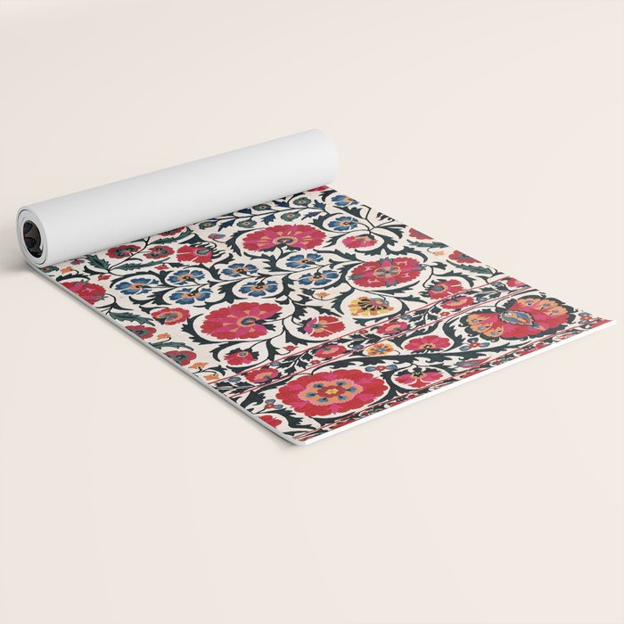 Shakhrisyabz Suzani Southwest Uzbekistan Rug Print Yoga Mat Gallery Image 2