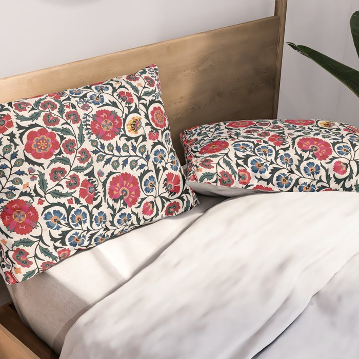 Shakhrisyabz Suzani Southwest Uzbekistan Rug Print Pillow Sham Gallery Image 2