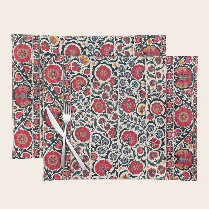 Shakhrisyabz Suzani Southwest Uzbekistan Rug Print Placemat Gallery Image 1