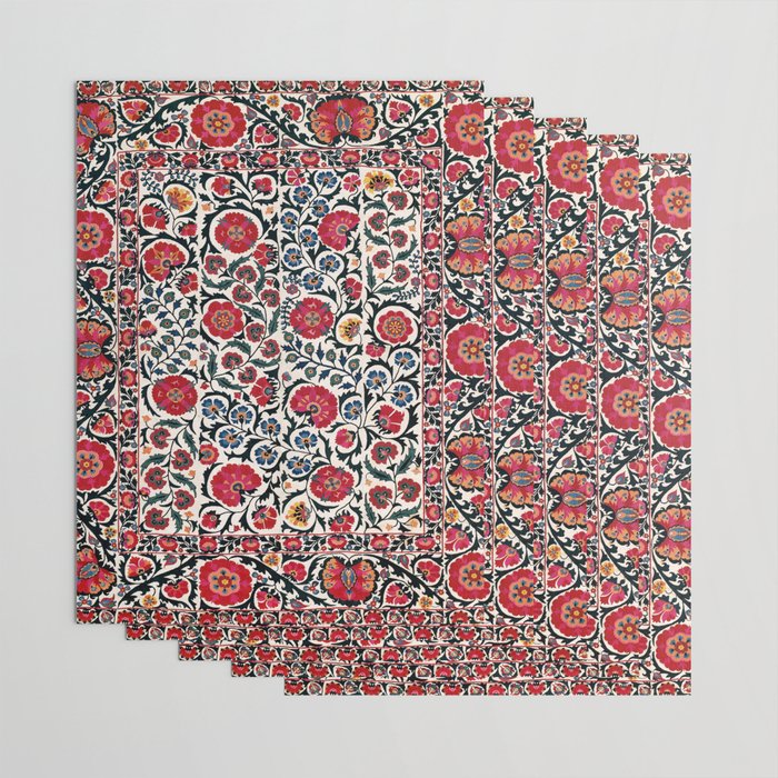 Shakhrisyabz Suzani Southwest Uzbekistan Rug Print Wrapping Paper Gallery Image 3