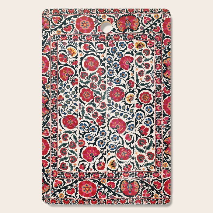 Shakhrisyabz Suzani Southwest Uzbekistan Rug Print Cutting Board Gallery Image 1
