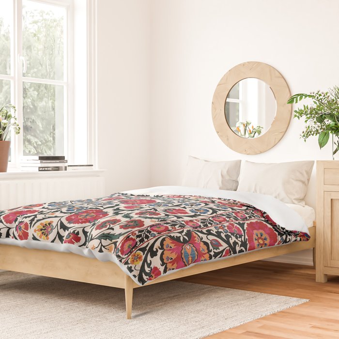 Shakhrisyabz Suzani Southwest Uzbekistan Rug Print Duvet Cover Gallery Image 2