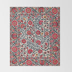 Shakhrisyabz Suzani Southwest Uzbekistan Rug Print Throw Blanket Gallery Image 2
