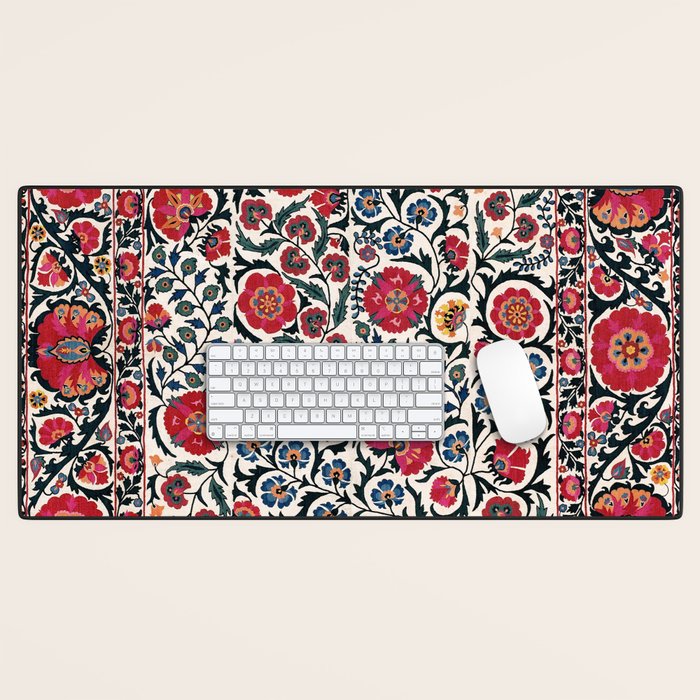 Shakhrisyabz Suzani Southwest Uzbekistan Rug Print Desk Mat Gallery Image 1