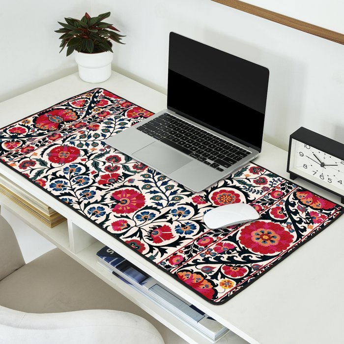 Shakhrisyabz Suzani Southwest Uzbekistan Rug Print Desk Mat Gallery Image 2