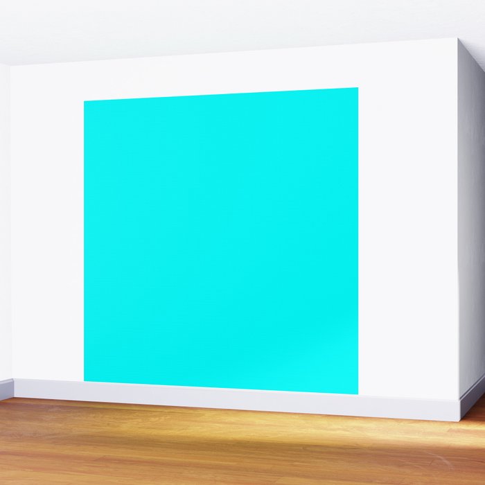 AQUA CYAN Solid Color Plain Neon Blue Shade  Wall Mural Gallery Image 2