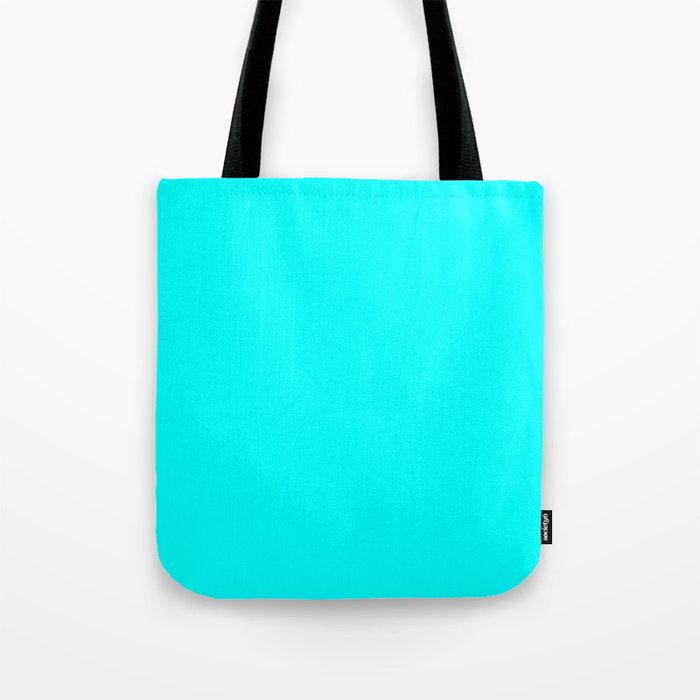 AQUA CYAN Solid Color Plain Neon Blue Shade  Tote Bag Gallery Image 1