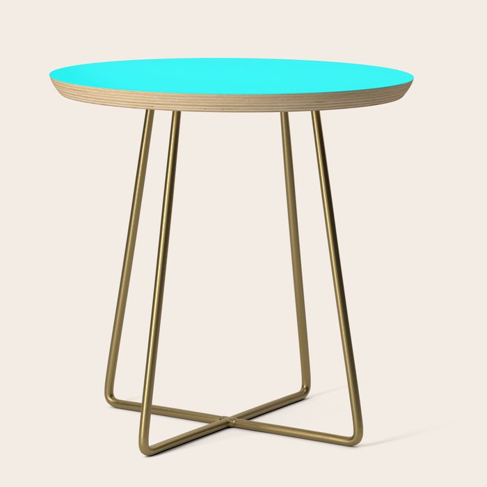 AQUA CYAN Solid Color Plain Neon Blue Shade  Side Table Gallery Image 1